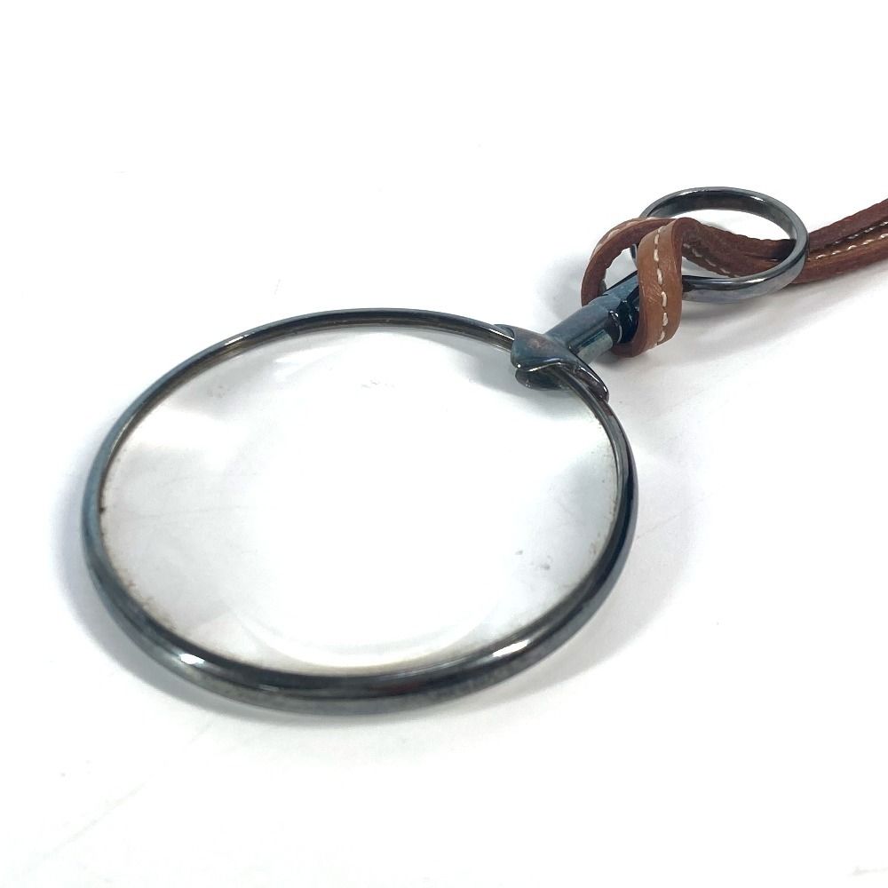 HERMES エルメス ルーペネックレス ブラウン レザー