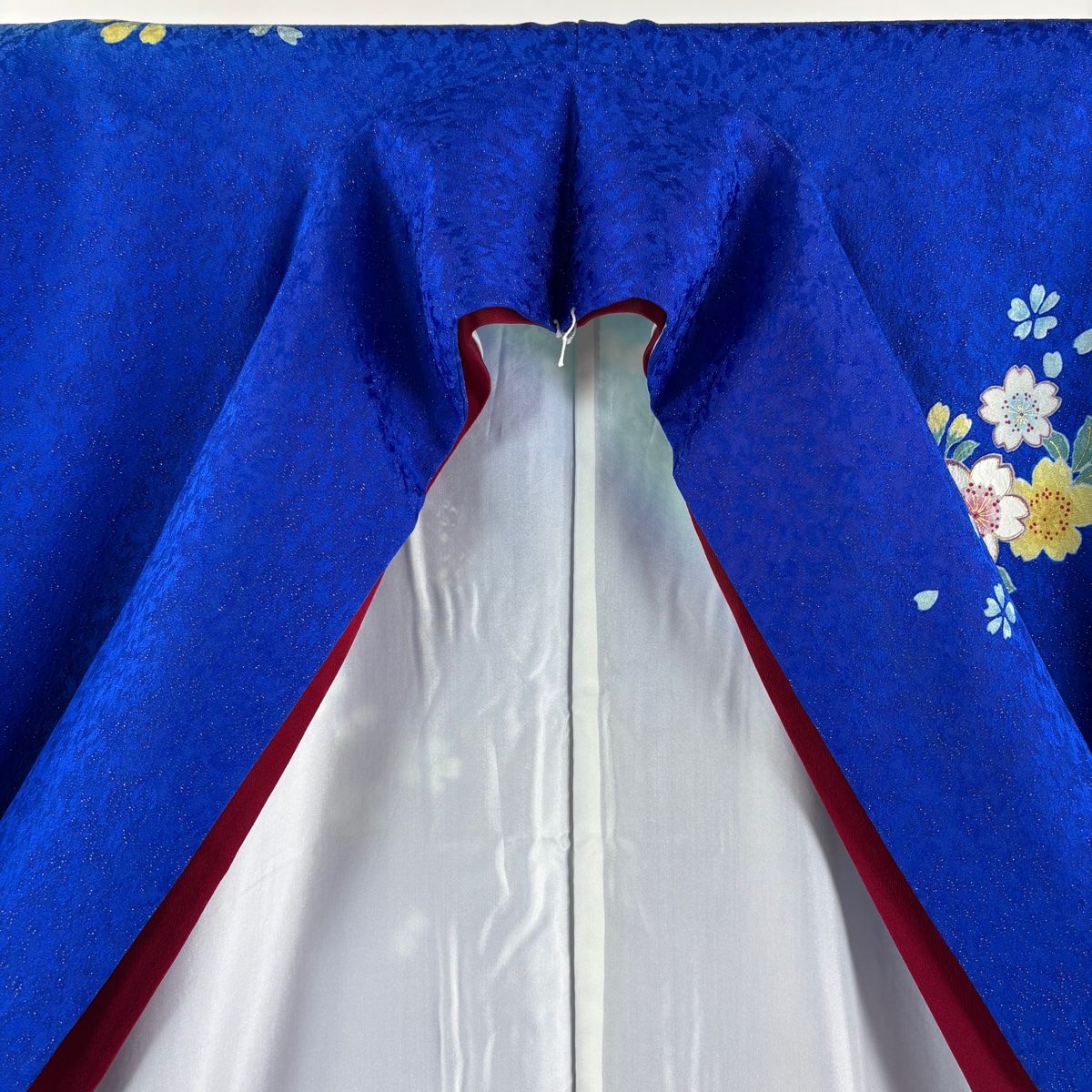 振袖 身丈173cm 裄丈70cm L 袷 桜 金通し 金糸 青 正絹 美品