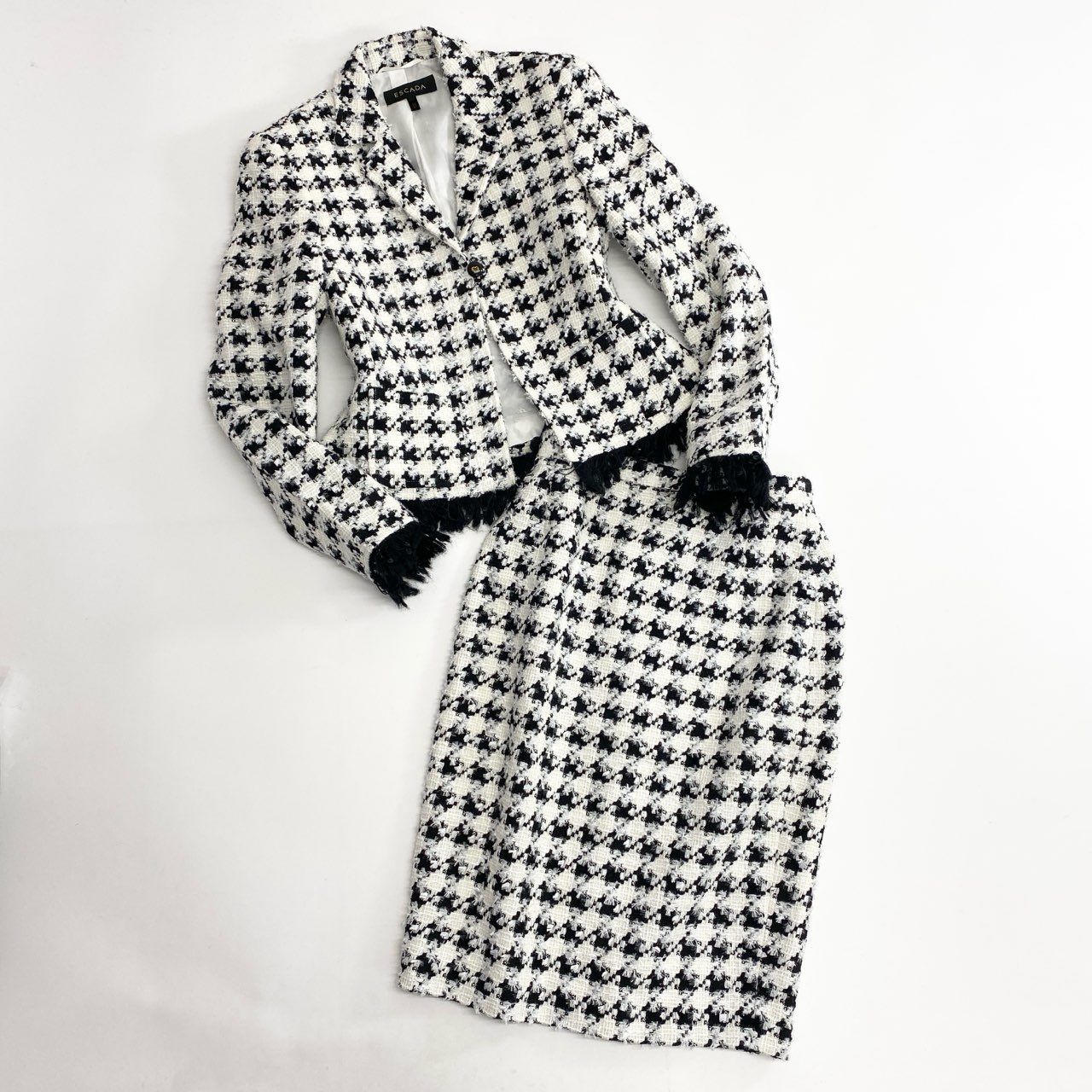 【美品】ESCADA  セットアップ エスカーダ ドイツ製 ESCADA #anc エスカーダ ジャケット 36 黒 白 ドット ドイツ製