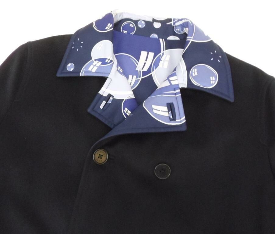 エルメス HERMES リバーシブル Pコート ネイビー シルク×ウール - メルカリ