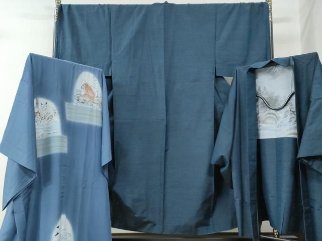 平和屋着物■極上　男性　紬　キングサイズ　色無地　留紺色　逸品　未使用　DZAA7937kh5 平和屋着物□極上 男性 紬 キングサイズ 色無地 留紺色 逸品 未使用