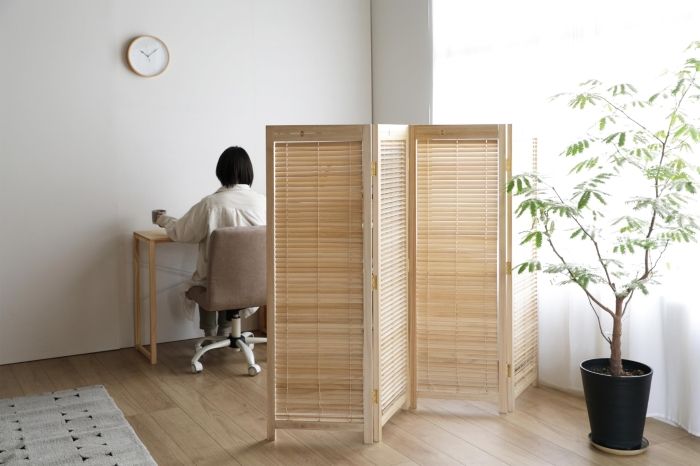 5営業日で発送 弘益 衝立4連 ナチュラル JP-LB4S NA 北海道 沖縄 離島への配送不可