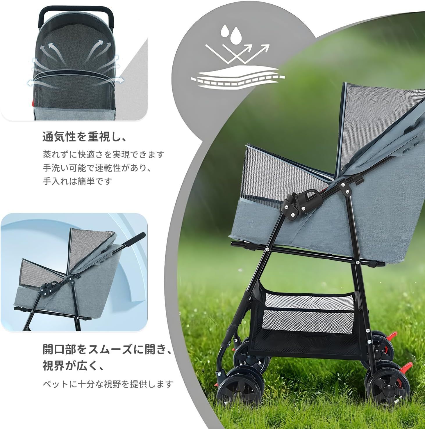  前輪 猫用バギー 小型犬 軽量 折りたたみ式 バギー 通気 ペットキャリー ペットカート キャリーバッグ スリング 犬用品