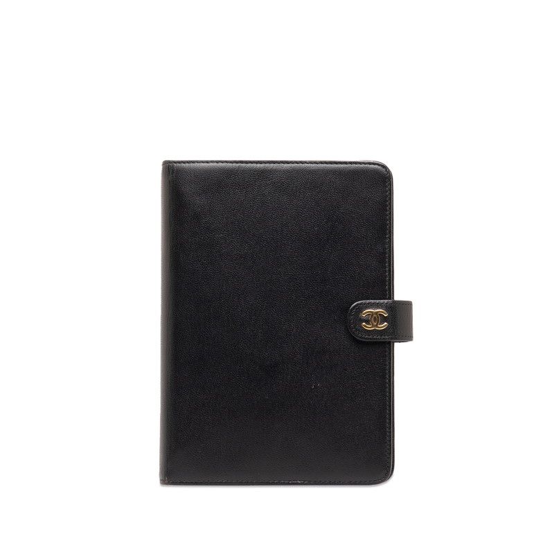 シャネル ココマーク 手帳カバー バインダー 6穴 ブラック レザー レディース CHANEL【1-0146810】