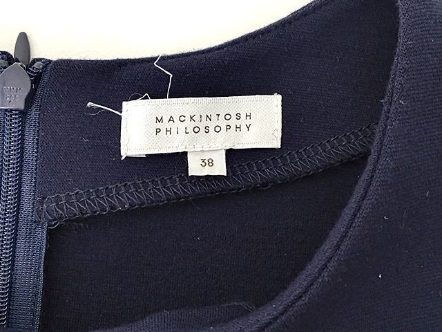 MACKINTOSH PHILOSOPHY マッキントッシュ フィロソフィー ワンピース バックプリーツワンピース 長袖 H5J14-473-29 サイズ38 ネイビー [M-3390]