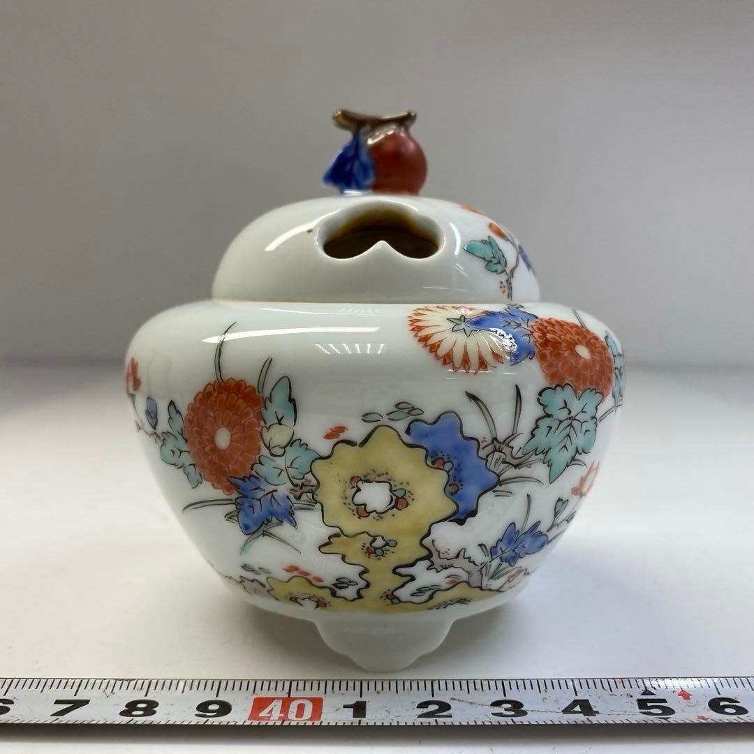 十三代酒井田柿右衛門 柿摘み香炉 共箱 トコエサ 直径 高さ9㎝