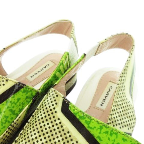 【美品】カルヴェンCARVEN サンダル 35インチ カルヴェン CARVEN ストラップサンダル ローヒール ベルト 総柄