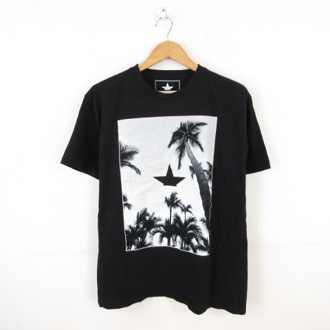 SURF RIDERS カットソー Tシャツ 半袖 プリント 黒 XL *T538