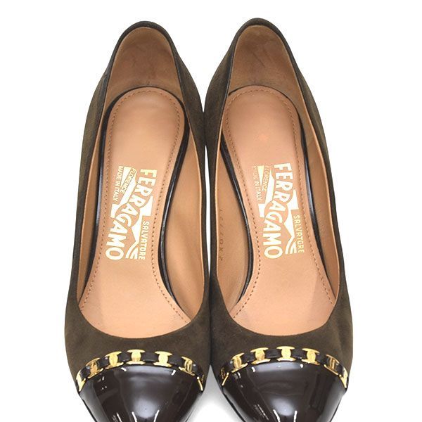 美品♪サルヴァトーレフェラガモ ガンチーニチェーン ウェッジソール