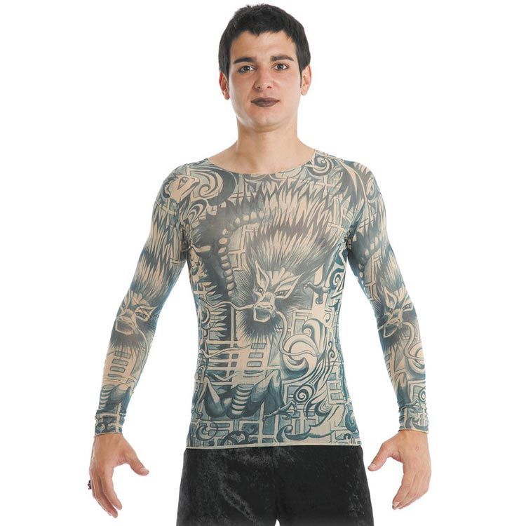 トライバル 90s タトゥー ロンT Living In Skin 長袖 トライバル 90s タトゥー ロンT Living In Skin 長袖