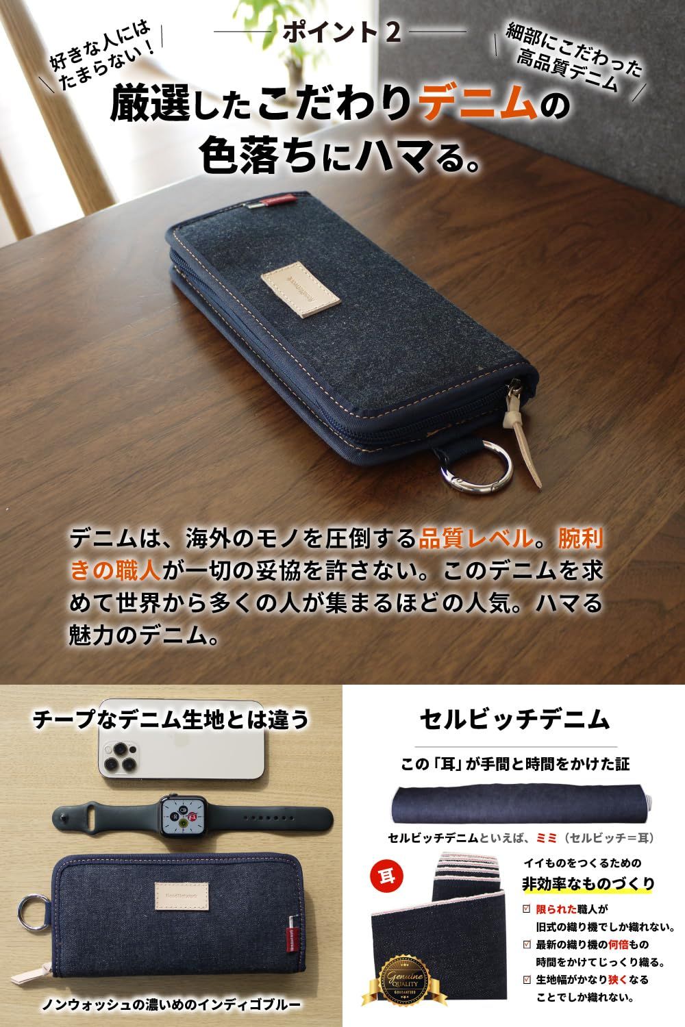 ニードネットワーク] 日本が誇るデニム 財布 長財布 メンズ レディース 札入れ ラウンドファスナー 小銭入れ