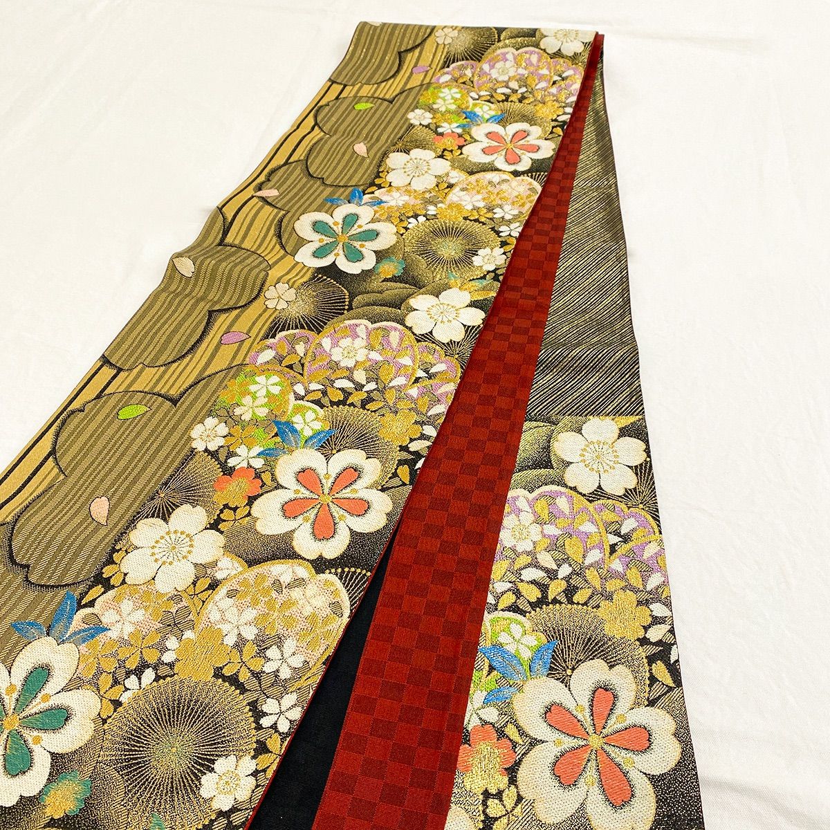 fuox33 正絹 豪華 袋帯 美品 金色 ガード加工 桜柄 - メルカリ