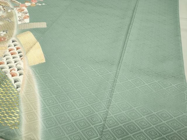 平和屋着物○創業460年・千總 訪問着 駒刺繍 流水松梅花文 暈し染め