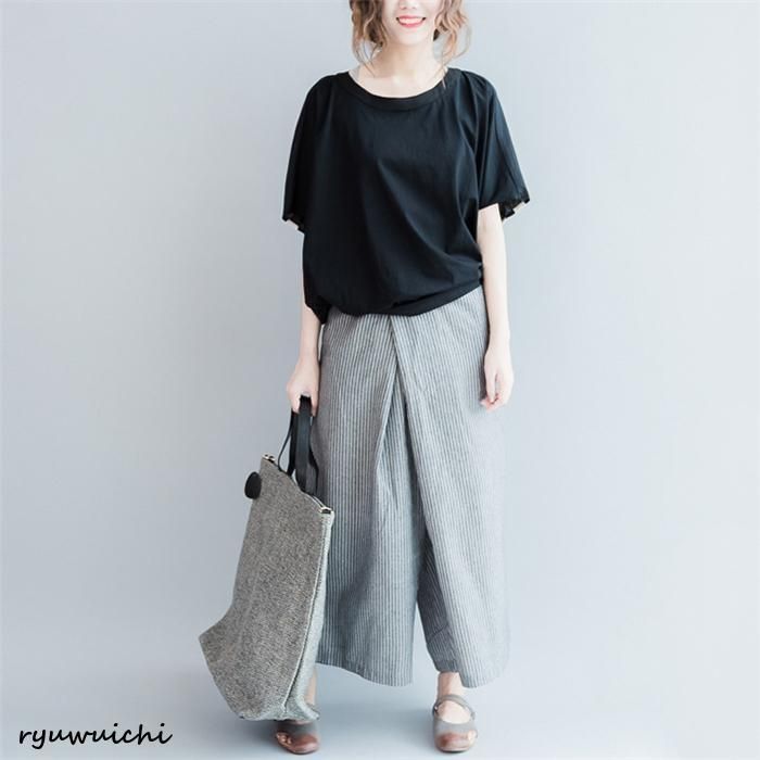 tシャツ レディース 半袖 春 夏 ブラウス ドルマンスリーブ トップス ストライプ 春夏  カジュアル ナチュラル  体型カバー  プルオーバー  おしゃれ かわいい tシャツ レディース 半袖 春 夏 ブラウス ドルマンスリーブ