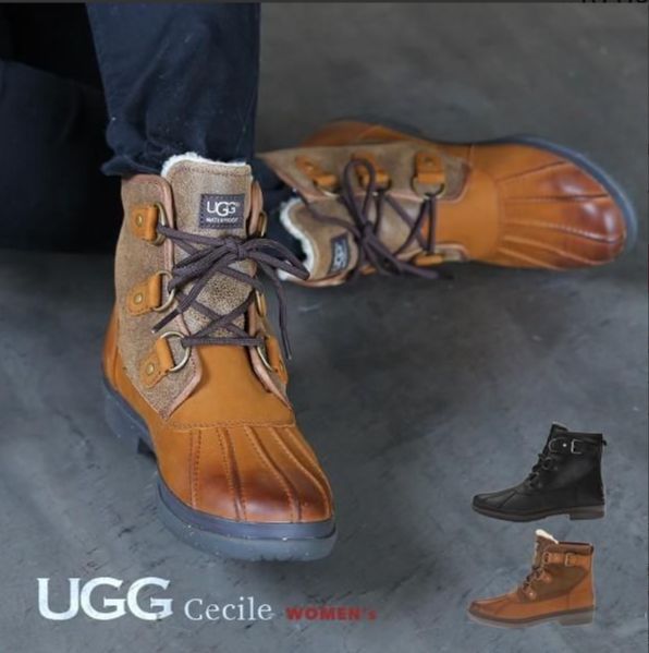 UGG ブーツ アグ ショートレザー レディース 本革 アグブーツ 靴 ショートブーツ Cecile セシル おしゃれ 2025トレンド ブランド