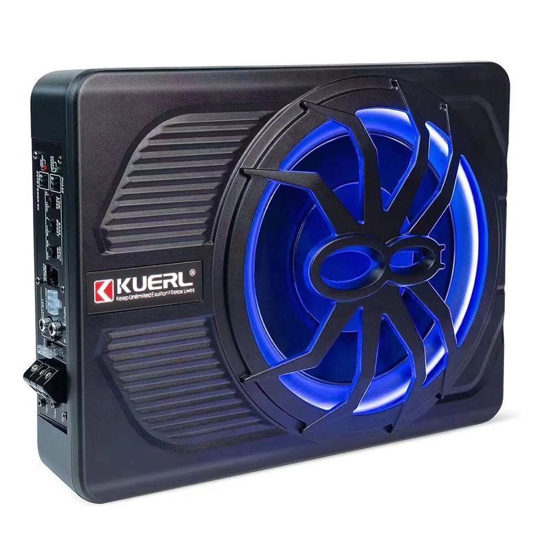 10インチ 800W スリムアクティブトラックサブウーファー 青色LEDライト付き バススピーカー パワーアンプ コンポーネント 放熱性 軽量 車