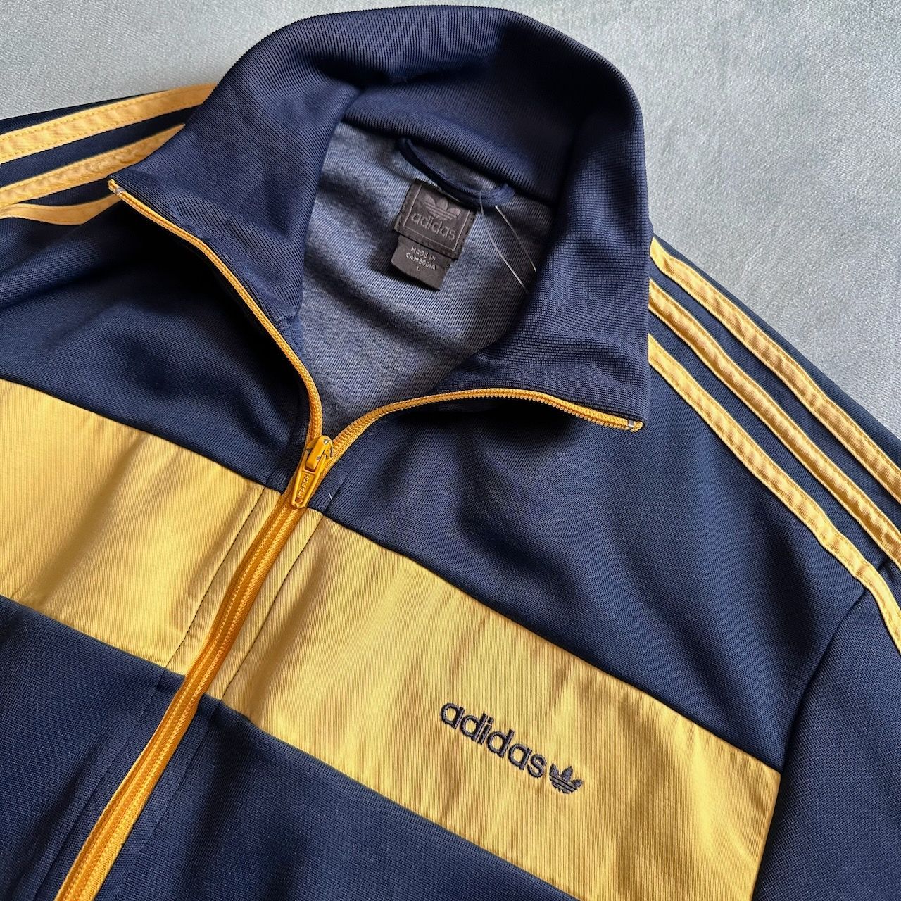 adidas アディダス トレフォイルロゴ ジャージ ネイビー L 暑