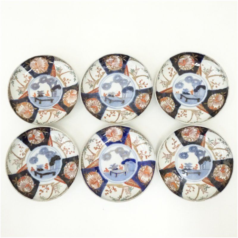 伊万里焼 錦手なます皿6客 和食器 膾皿 おしゃれ かわいい 小皿 向付け 骨董 副菜 酢の物 料理 来客 レトロ 料亭 旅館