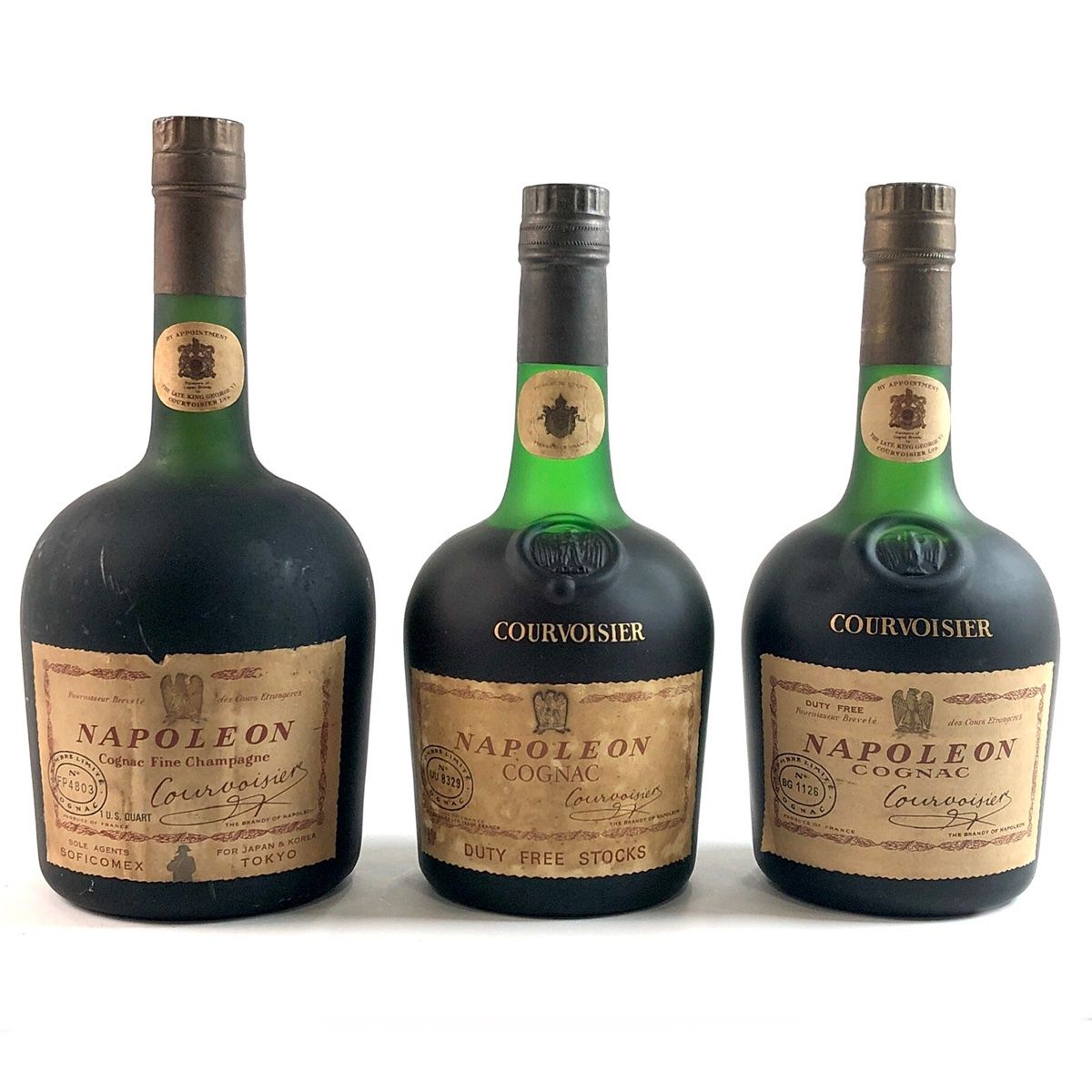 3本 クルボアジェ Courvoisier ナポレオン 旧 700ml ブランデー