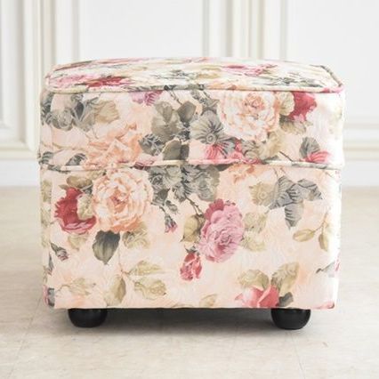 オットマン スツール 薔薇 エレガント 花柄 ファブリック 腰掛け ドマーニ エレガント ヨーロピアン 北欧 4004