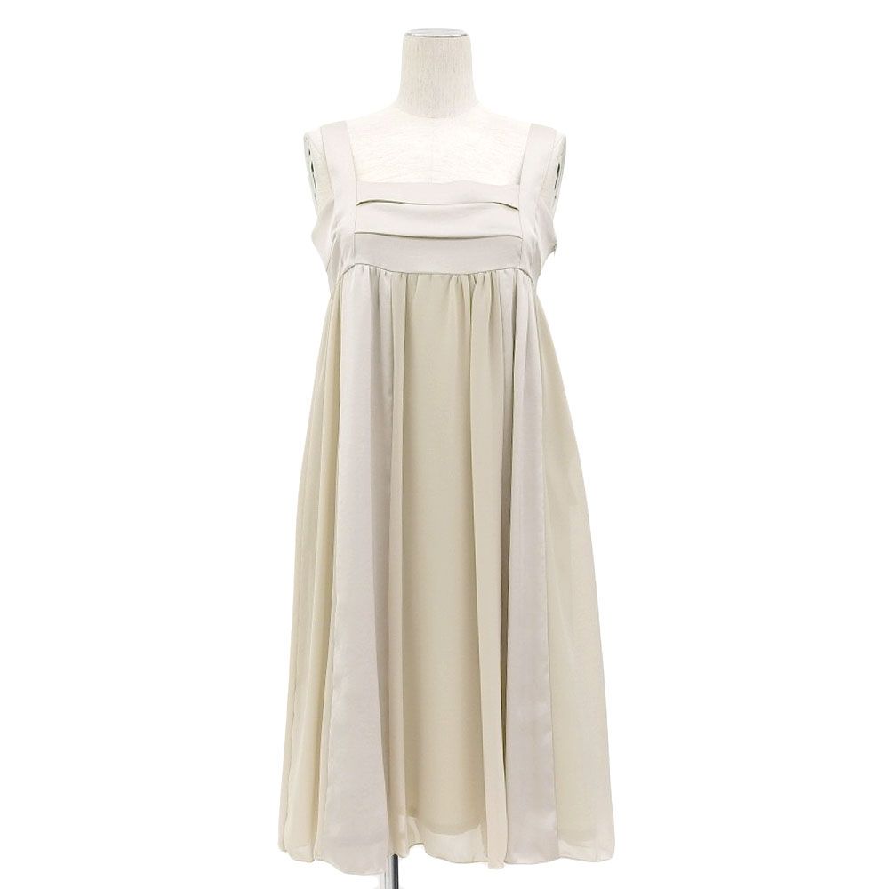 超 GALLARDAGALANTE ガリャルダガランテ ワンピース ドレス サテン シフォン ベージュ 膝丈 ギャザー レディース 243551