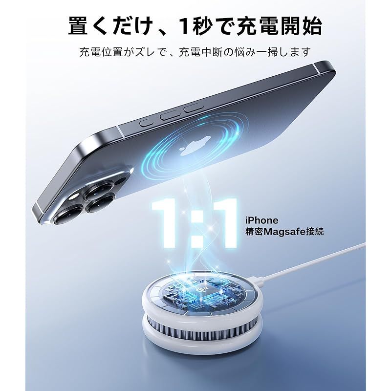 TORRAS Ostand PolarCircle Qi2認証 瞬間冷却 マグセーフ充電器 15W 急速充電 ペルティエ素子 ワイヤレス充電器 ファン搭載 静音 360°回転スタンド スマホ熱対策 タイプc 折りたたみ式 置くだけ iPhone 17 1 0 CHRISTIANNAURATH_COM_BR