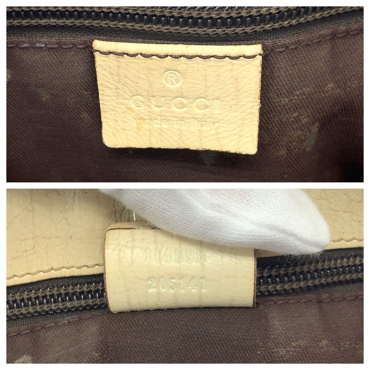 GUCCI グッチ ベージュ アイボリー シルバー金具 GGスプリーム  