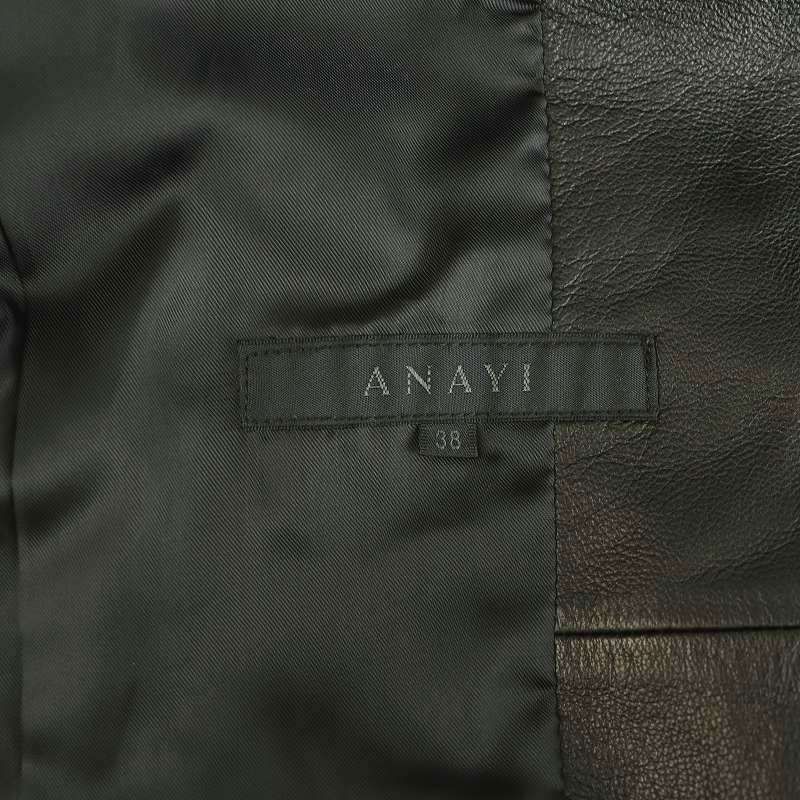 アナイ ANAYI ラムレザーシングルテーラードジャケット 2B 総