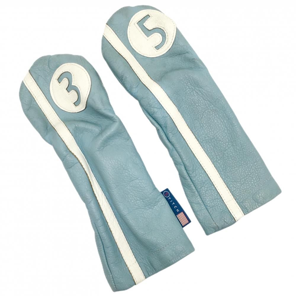 STITCH GOLF ヘッドカバー　美品 スティッチゴルフ ヘッドカバー2点セット(FW×2) ライトブルー×白