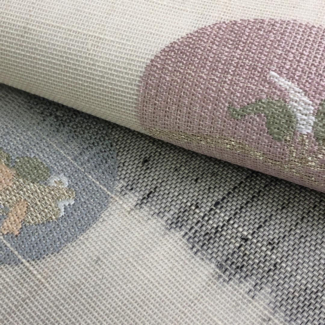 夏帯 袋帯 紗紬 丸に魚 瓢箪 横段模様 生成色 O-5071 - メルカリ 