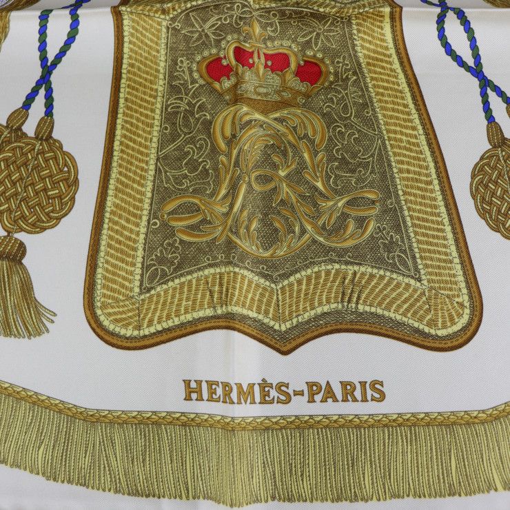 HERMES シルクスカーフ サーベル飾り袋 エルメス カレ90 Poste et Cavalerie サーベル飾袋 スカーフ