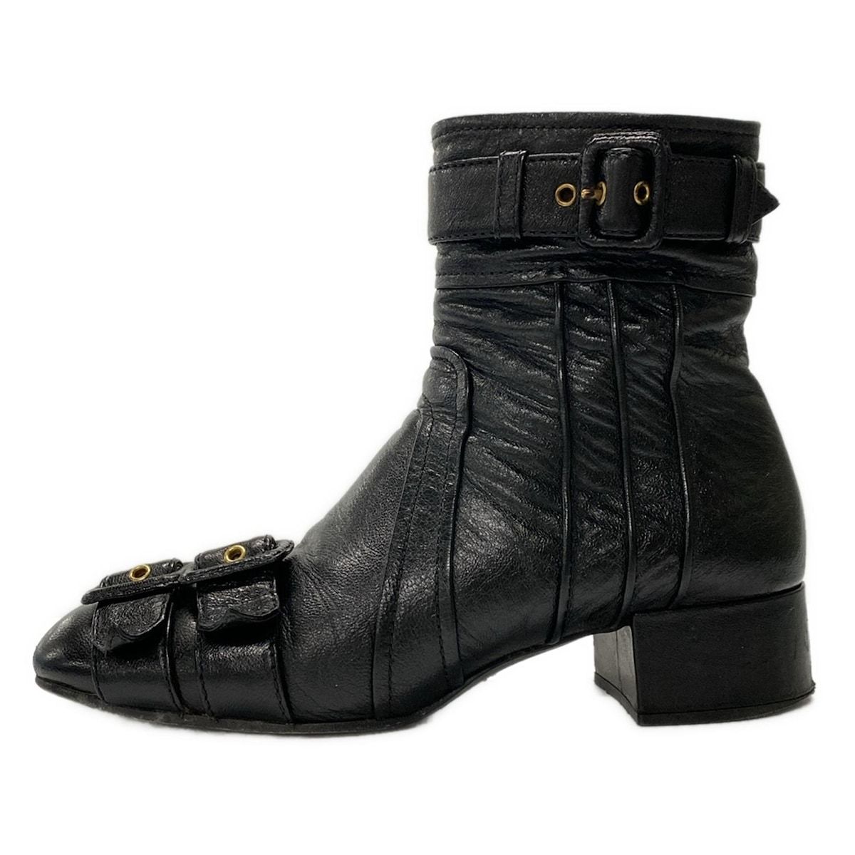 PRADA プラダ ショートブーツ 39 1|2 - 黒 レザー