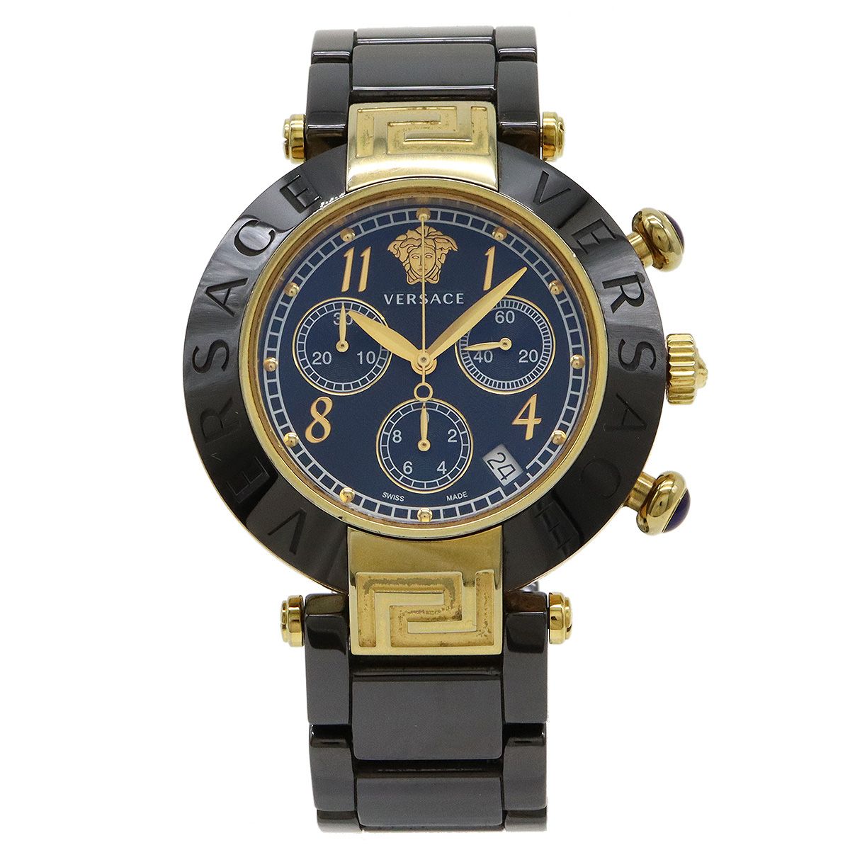 VERSACE ヴェルサーチ デイト ブラック文字盤 クロノグラフ SS