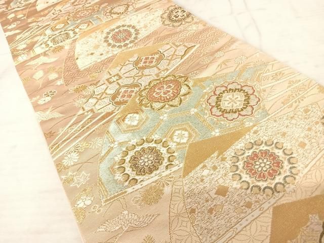 平和屋着物◎六通柄袋帯　唐織　風景文　金糸　正絹　逸品　AABH0377yx 楽天市場】平和屋着物◎六通柄袋帯 唐織 能衣波濤文 金糸 正絹 逸品