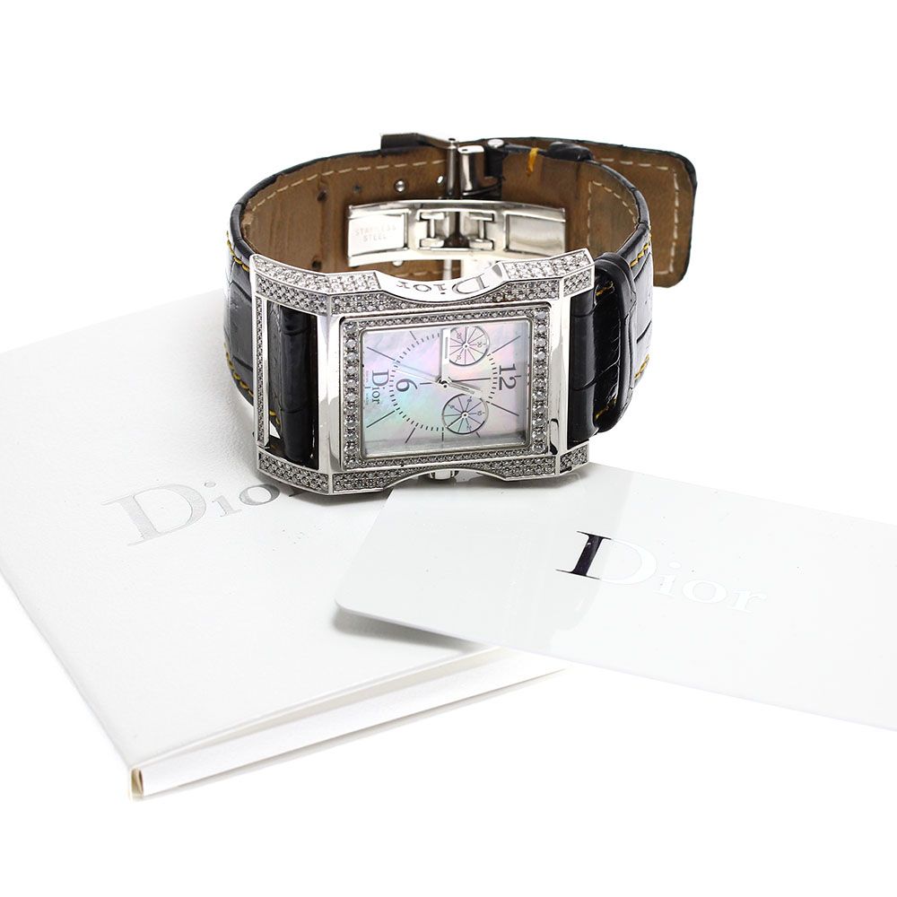 クリスチャンディオール Christian Dior CD034311 クリス47 ダイヤベゼル クロノグラフ クォーツ レディース保証書付き_906941