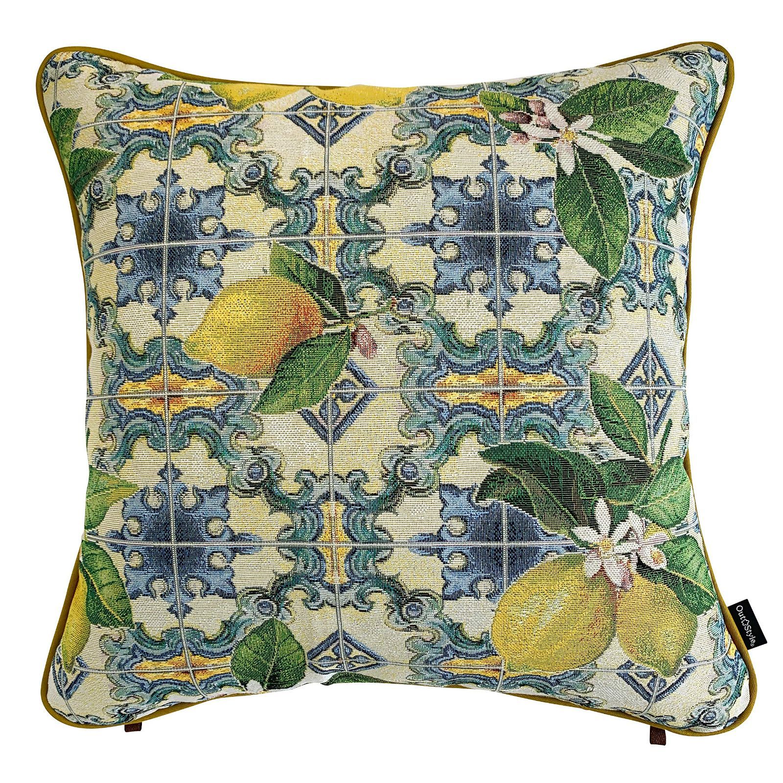 【数量限定】スペイン 輸入生地 ゴブラン織 (リモーン) 45x45 クッションカバー Style Out