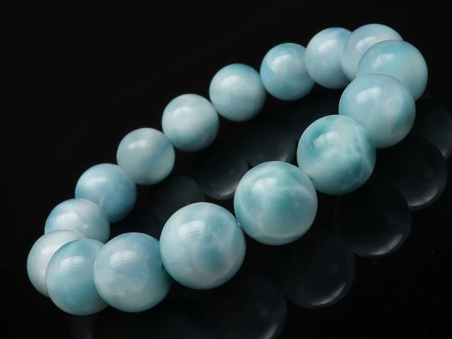 鑑別書付き】ラリマー 丸玉ブレス 13mm No.1【1点もの】 / 60-45 LM