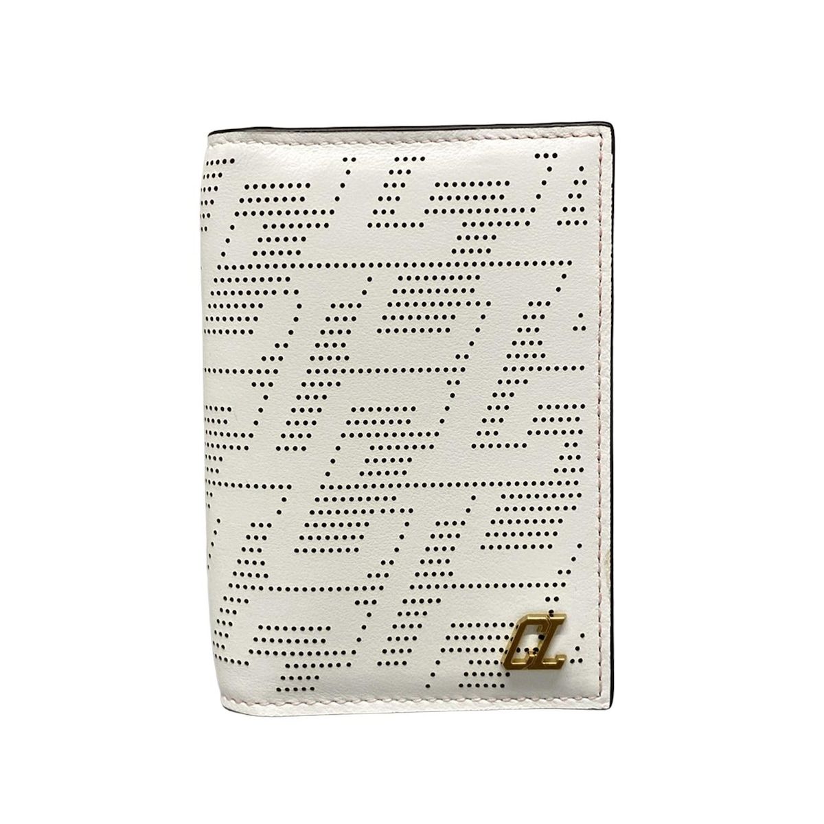 CHRISTIAN LOUBOUTIN クリスチャンルブタン カードケース TECHNO CL PERFO|HAPPY RUI 白 パンチング レザー
