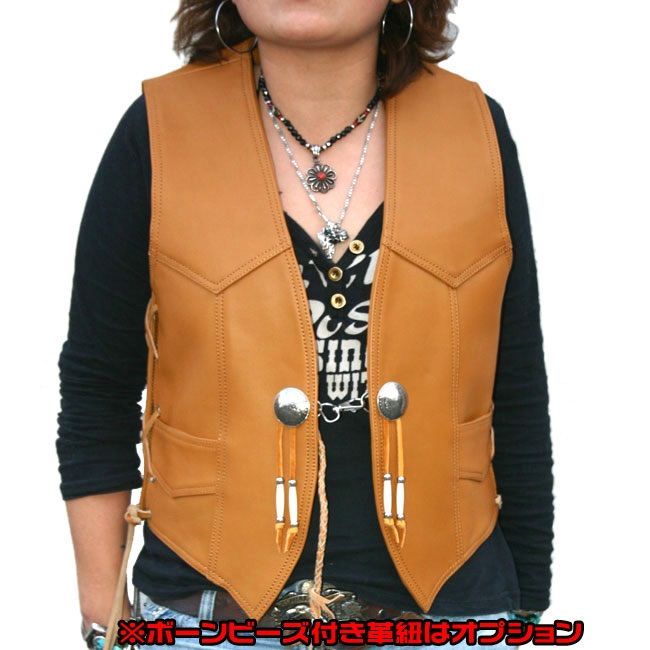 MOTOBLUEZ サイドレースレザーベスト 「タン」MB-VO01TAN MOTOBLUEZ サイドレースレザーベスト 「タン」MB-VO01TAN