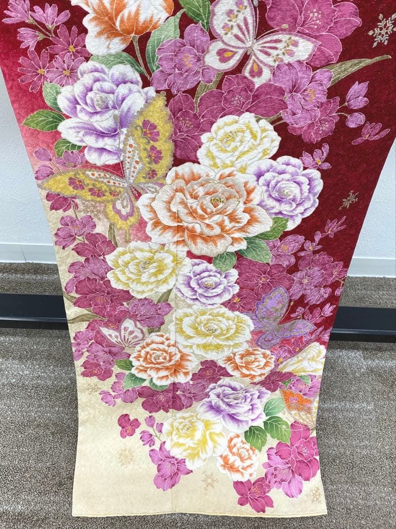 振袖 豪華 銀通し 金彩 銀彩 ラメ刺繍 薔薇 身丈169cm 撥水加工済