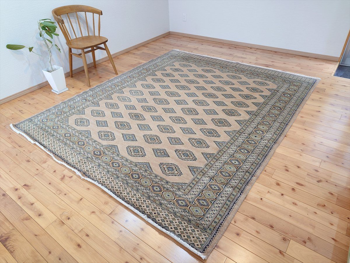 パキスタン 手織り ラグ カーペット 絨毯 幾何学的 幾何学模様 夏は