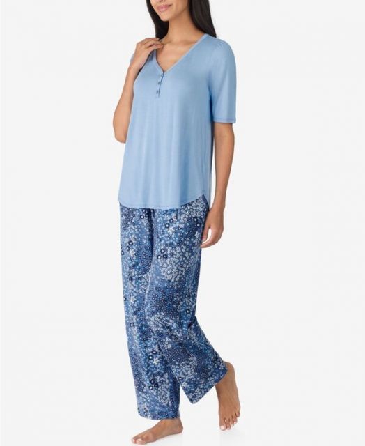 エレントレイシー レディース ナイトウェア アンダーウェア Women s 2-Piece V-Neck Top and Pants Pajama Set Light blue DECORATOM_COM_BR