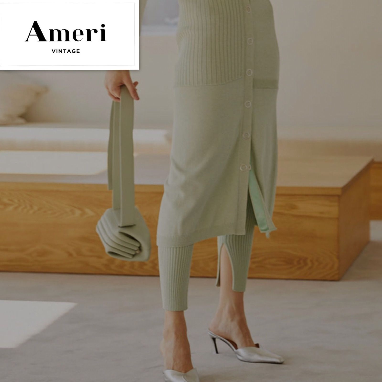 AMERI LEGGINGS SET KNIT SKIRT ミント Sサイズ - メルカリ