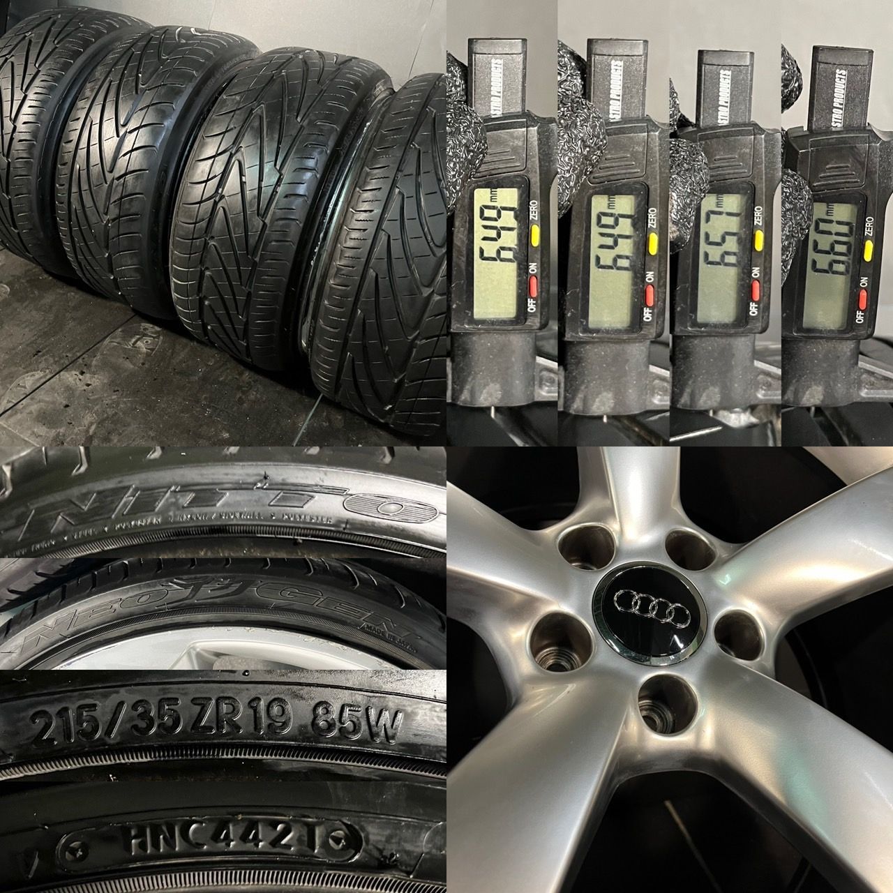 Audi 19インチ 9J×19 ET33 PCD112 WSP ITALY AU67 S653 純正 NITTO 215 