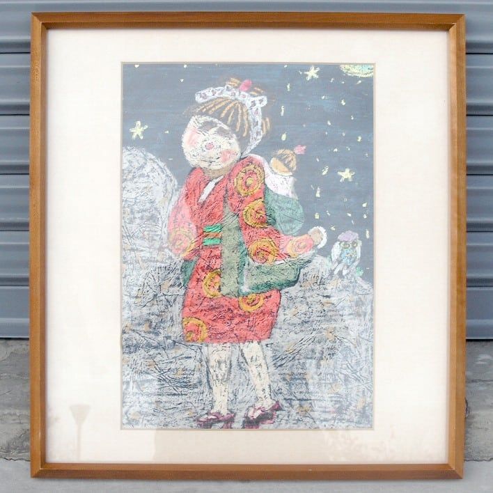 作者不明 絵画 額入 おんぶ No.171018-30 梱包サイズ100