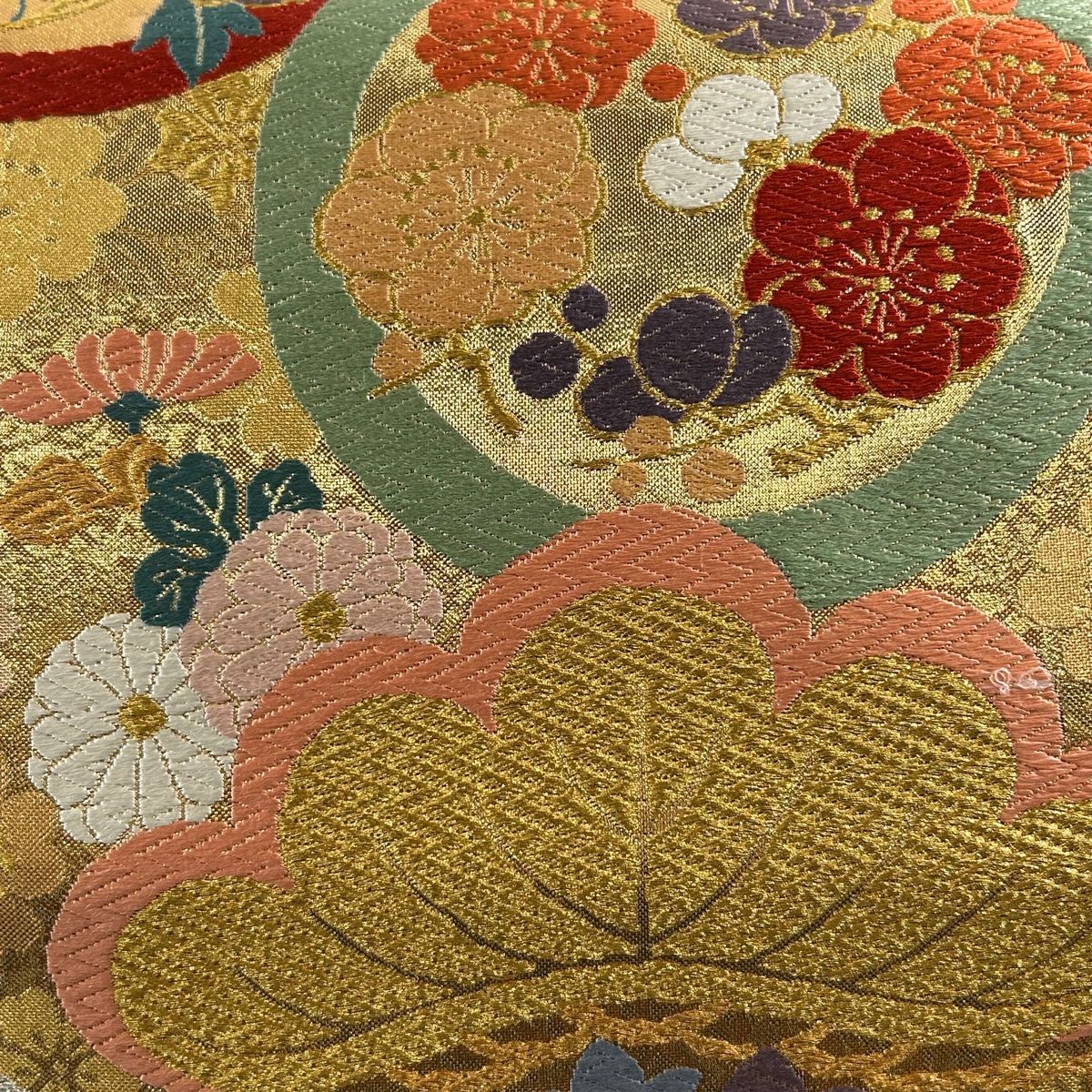 410my53◇水仙 蝶 花水木 タンポポ 金糸 六通 袋帯◇美品 410my53◇水仙 蝶 花水木 タンポポ 金糸 六通 袋帯◇美品