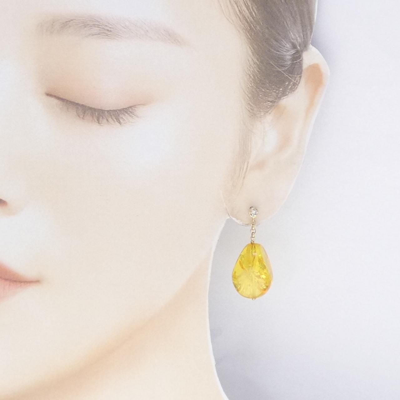 K18YG 琥珀 ピアス