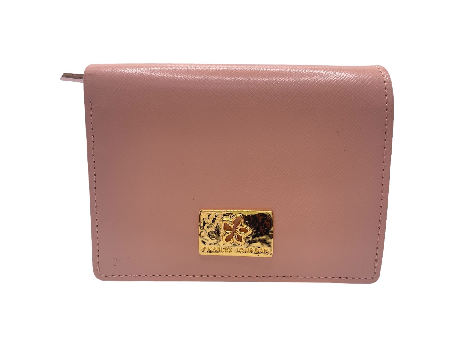 CHARLES JOURDAN 二つ折り財布 ピンク 極美品】CHARLES JOURDAN がま口 二つ折り財布 ピンク シャルル