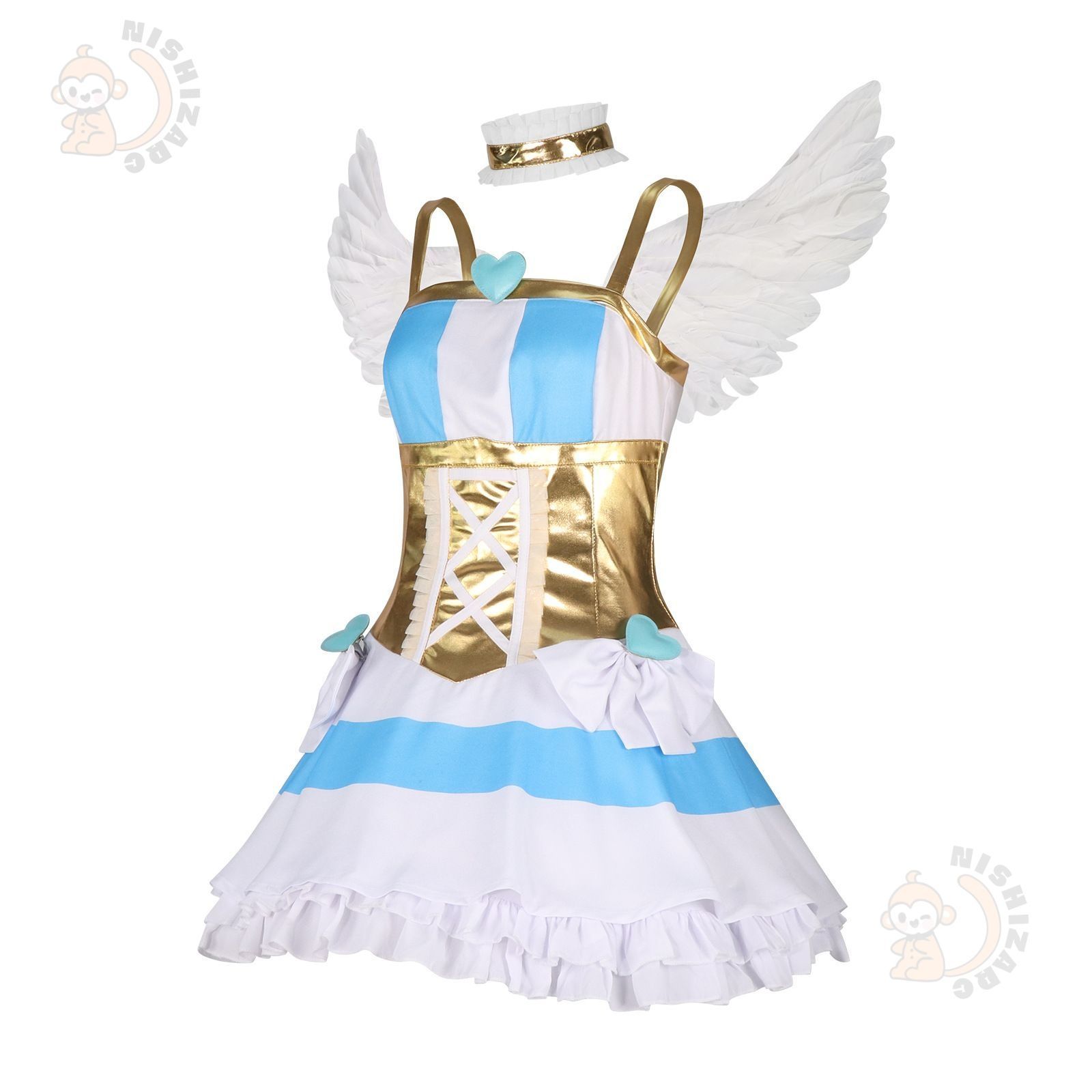 コスプレ 衣装 ストッキング天使 戦闘服 羽付き ワンピース 甘め 仮装衣装 M250801-21