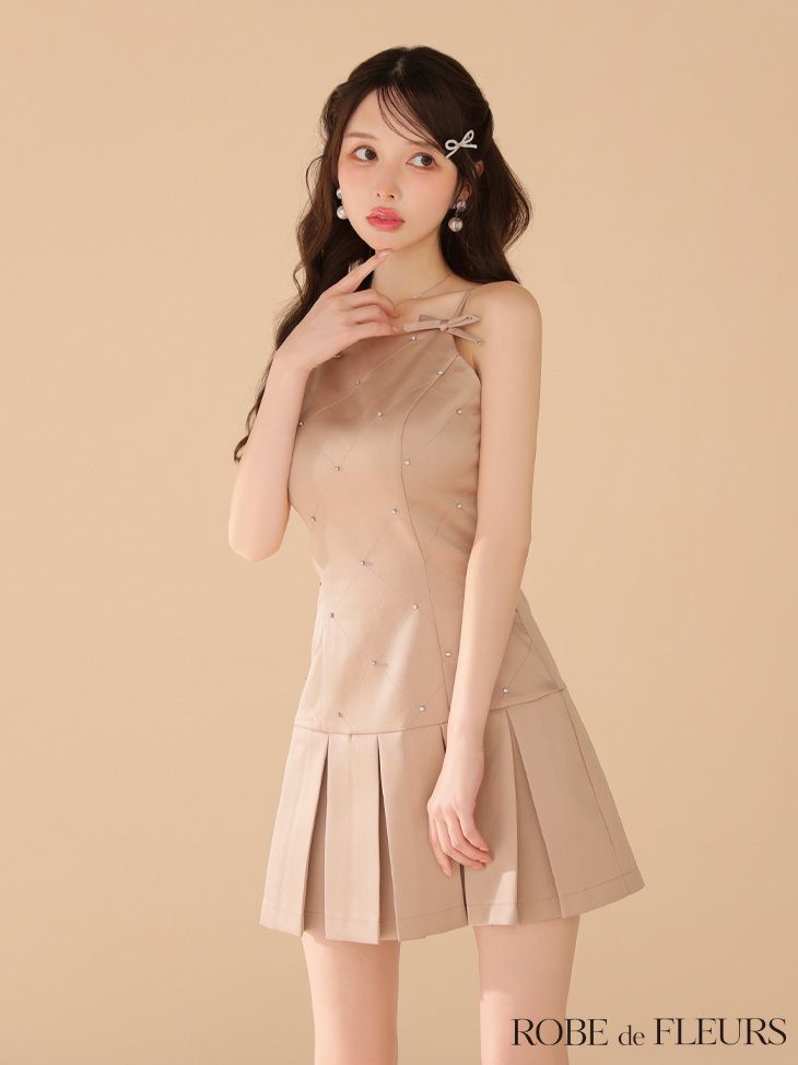 Sugar ローブドフルール キャバドレス ラメ ジップ フレアミニ